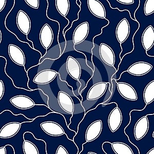 Leaf seamless pattern. Leavesbackground. Repeated pattern branch flower. Leaf plant. Floral leaf. Repeating foliage lattice for de