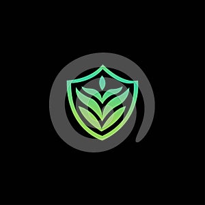 Leaf shield vector logo template