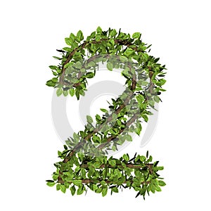 Leaf style number two, 2. 3D render of grass font