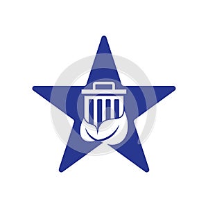 Leaf trash star shape concept vector logo design icon.