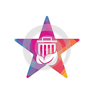 Leaf trash star shape concept vector logo design icon.