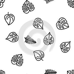 leaf tropical plant palm jungle vector seamless pattern