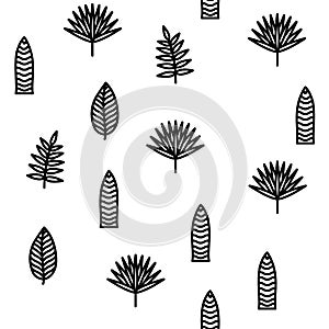 leaf tropical plant palm jungle vector seamless pattern