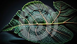 Leaf vein pattern on vibrant green plant generated by AI
