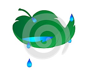 Leaf with water droplets illustration