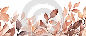 leaf watercolor fall background seasonal decoration white autumn plant orange nature. Generative AI.