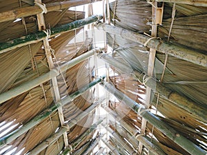 Leaf weave and bamboo to make a roof