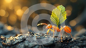 Leafcutter ant carrying leaf - generative ai