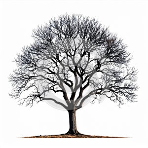 Leafless Tree Silhouette Against White Background