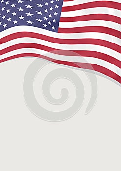 Leaflet design with flag of United States of America. Vector template