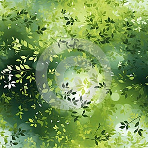 Leafy background with green leaves and dappled brushwork (tiled)