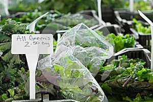 Leafy Greens at an Outdoor Market