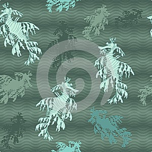 Leafy seadragon marine fish seamless