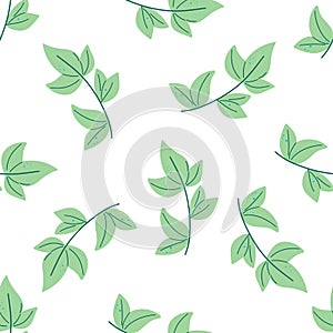 Leafy seamless pattern flat style