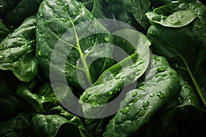 Leafy Spinach leaves. Generate Ai