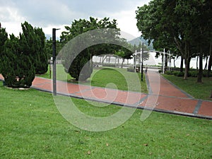 Leafy Tai Po waterfront park, Hong Kong