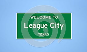 League City, Texas city limit sign. Town sign from the USA. photo