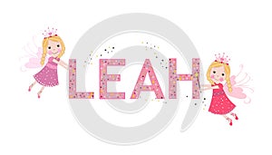 Leah female name with cute fairy tale