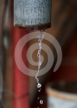 Leak from eave gutter because of missing downpipe