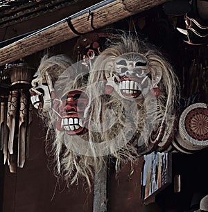 Leak mask are handicrafts made by the comunity in the traditional village penglipuran, Bali Indonesia