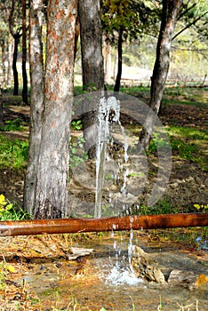 Leak of water from a crack in a pipe