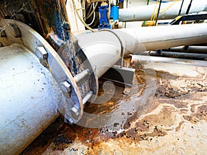 Leakage of contaminated sludge from high pressure pipe