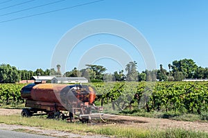 Leaking water trailer, vineyard in Kanoneiland