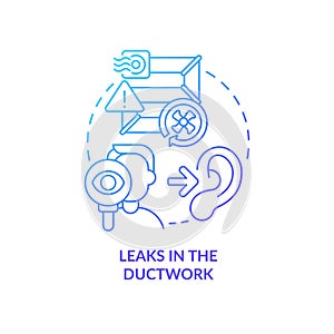 Leaks in ductwork blue gradient concept icon