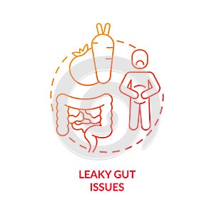 Leaky gut issues red gradient concept icon