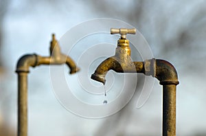 A leaky tap wasting water