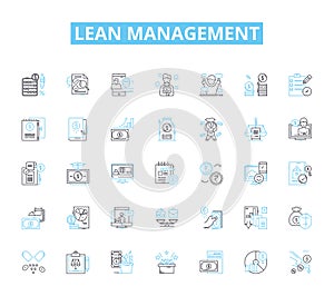 Lean Management linear icons set. Efficiency, Optimization, Kaizen, Continuous-improvement, Standardization