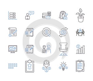 Lean Management outline icons collection. Lean, Management, Efficiency, Automation, Waste, Process, Cost vector and