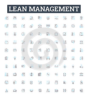 Lean Management vector line icons set. Lean, Management, Efficiency, Process, Waste, Kaizen, Six illustration outline