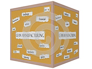 Lean Manufacturing 3D cube Corkboard Word Concept