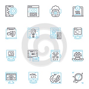 Lean programming linear icons set. Efficiency, Optimization, Streamlining, Kaizen, Minimalism, Agility, Continuous line