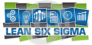 Lean Six Sigma Business Symbols Green Blue Grey Horizontal Stripes