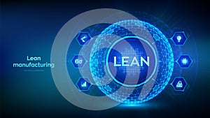 Lean. Six sigma smart industry, quality control, standardization. Lean manufacturing DMAIC. Business and industrial process