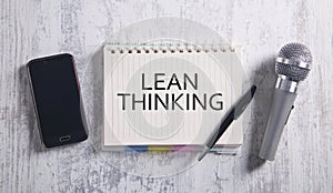 Lean Thinking on notepad. Business concept