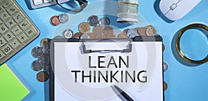 Lean Thinking on notepad. Business concept