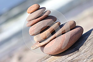 Leaned pebble tower