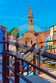 The Leaning Bell Tower in the island of Burano, Venice in the island of Burano, Venice