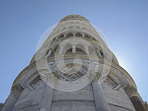 Leaning tower from below, Pisa, Italy