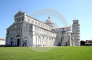 Leaning tower near cathedral in Pisa, Italy