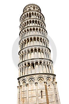 Leaning Tower of Pisa isolated on white Background - Tuscany Italy