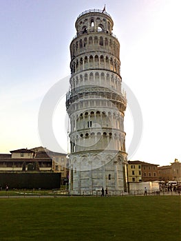 The Leaning Tower of Pisa in Italy. History, time and architecture