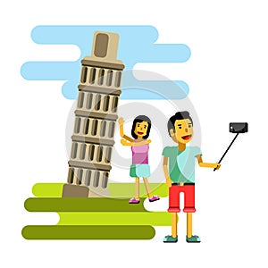 Leaning Tower in Pisa Italy summer vacation travel adventure vector