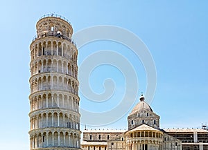 Leaning Tower of Pisa in Piazza del Duomo, Italy.