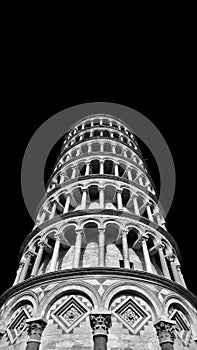 Leaning Tower of Pisa seen from below