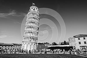 The Leaning Tower of Pisa in the Square of Miracles Piazza dei Miracoli in Pisa, Tuscany, Italy