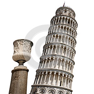 Leaning Tower of Pisa isolated on white Background - Tuscany Italy photo